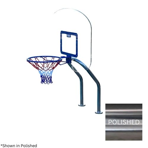 Global Basketball Set, Dual Pole w/ Net & Ball, Polished, No Anchor | GPP-X2BB-SS