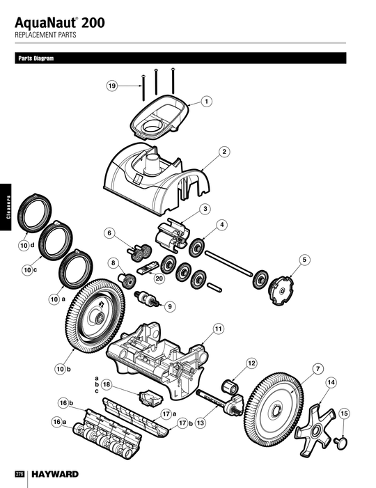 Hayward AquaNaut 200 2-Wheel Lower Body, Black | PVX792SA-236