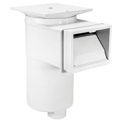 Hayward Vinyl/Fiberglass Auto-Skim Series Wide Track Skimmer w/Outside Mount, 1-1/2" FIP, Square Cover, White, Vinyl/Fiberglass | SP10851OM