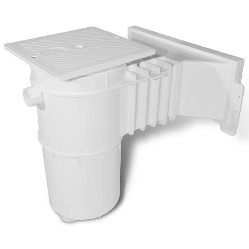 Hayward Vinyl/Fiberglass Auto-Skim Series Wide Track Skimmer w/Outside Mount, 1-1/2" FIP, Square Cover, White, Vinyl/Fiberglass | SP10851OM