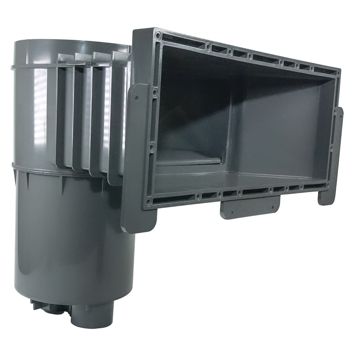 Hayward Vinyl/Fiberglass Auto-Skim Series Wide Track Skimmer w/Outside Mount, 1-1/2" FIP, 9-1/4” Throat Length, Square Lid, Dark Gray, Vinyl/Fiberglass | SP10852OMDGR