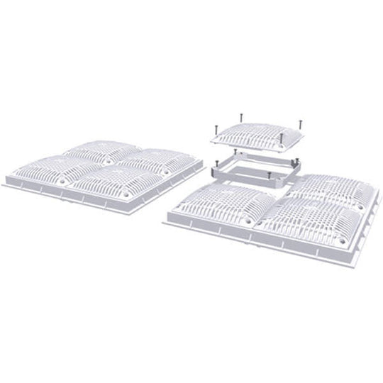 Hayward 18" Dual Pak High Flow Drain Cover and Frame, Square, White | WG1033HF2PAK2