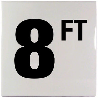 8' Sm Inlays 8 w/' Depth Marker-Ceramic Black/White Smooth 6" Depth Marker 8 ' Smooth Surface 6" X 6" Ceramic  | C610080