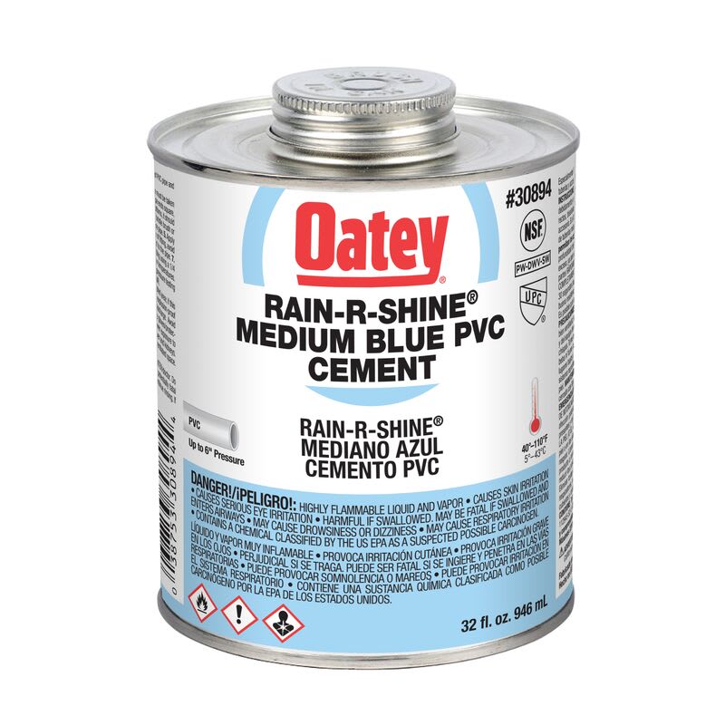 Oatey PVC Cement Rain-R-Shine Blue Quart | Oty30894