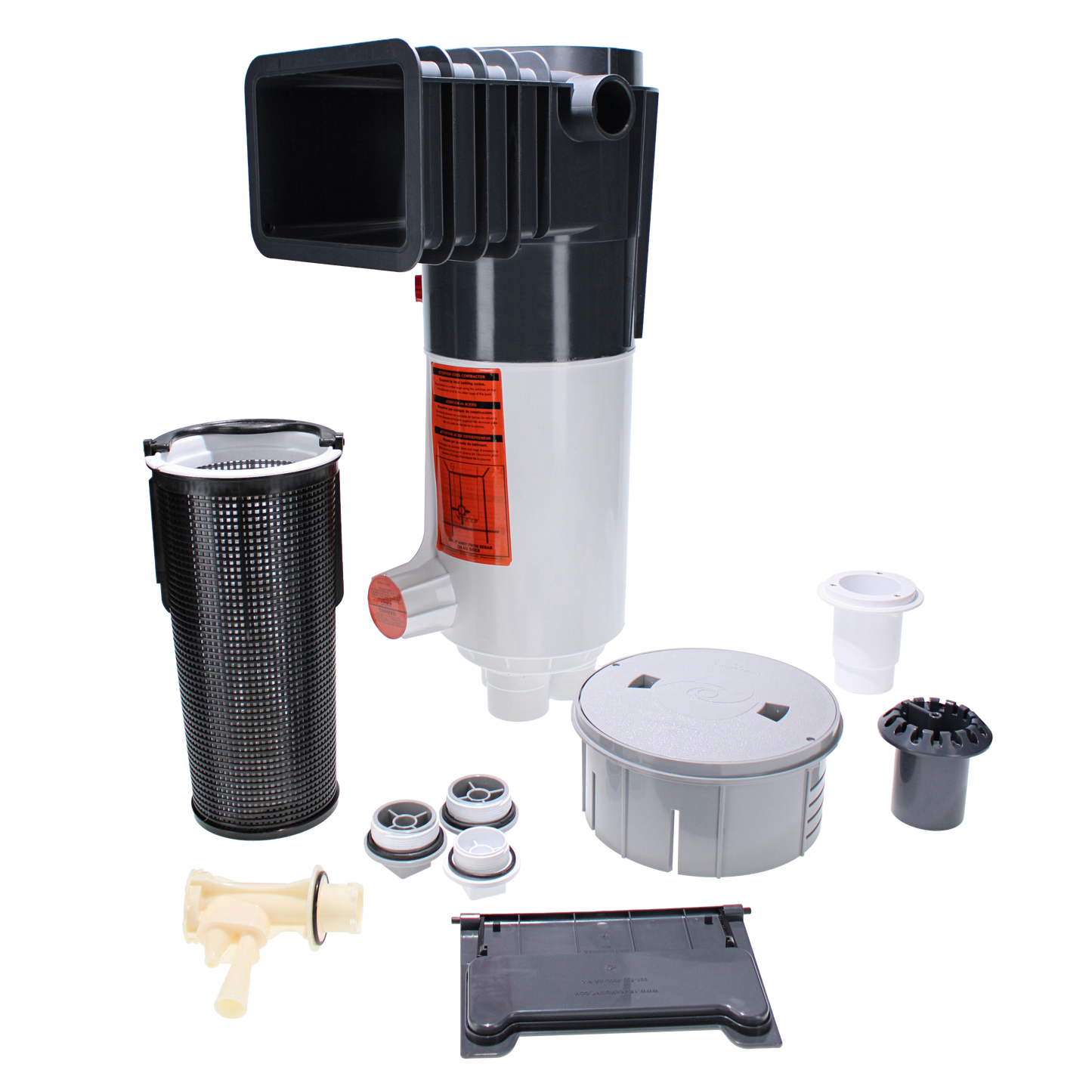 Paramount ParaskimV Venturi Skimmer With Deck Ring, Lid & Return Guard Assembly, Gray Throat, Light Gray, Concrete Pools | 004702100208