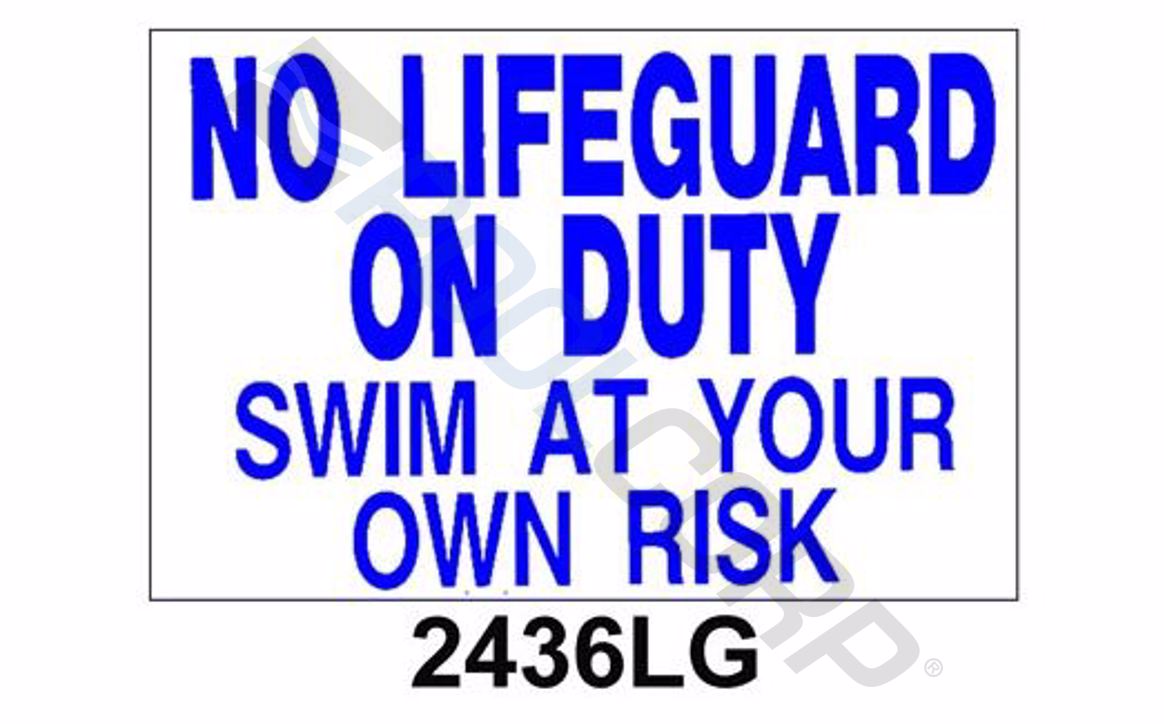 National Stock Sign No Lifeguard on Duty Sign PS272 36" x 24" Horizontal