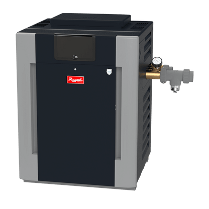 Raypak B-R336A-EP-C #57 Digital ASME Propane Gas Heater, 332K BTU, 120/240VAC, 1-Phase, Copper Exchanger, 249 lbs, 2” Bronze Headers | 017385