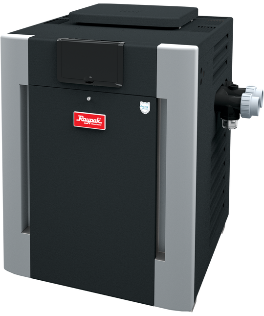 Raypak B-R406A-EN-X #52 Digital ASME Natural Gas Heater, 399K BTU, Cupro-Nickel Exchanger, 268 lbs, 2” Bronze Headers, ProTek Shield Module | 017410