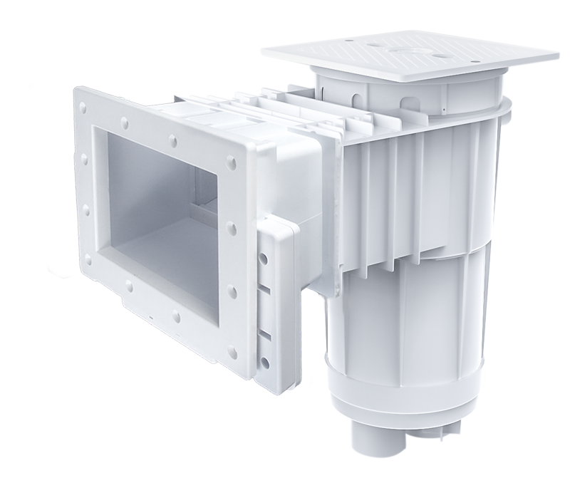 CMP Fiberglass Skimmer, Regular Mouth, Square Cover, Dual Port, Gray - 25160-011-101