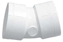 Elbow, 4" Socket White PVC Schedule 40 22-1/2 Degree