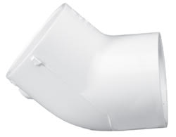 Elbow, 6" Slip White PVC Schedule 40 45 Degree