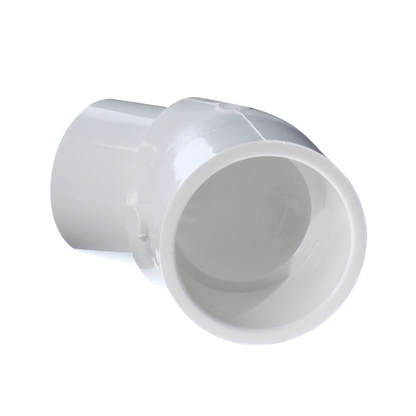 Street Elbow, 1-1/2" Spigot x Socket White PVC Schedule 40 45 Degree Standard