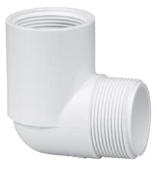 Street Elbow, 1-1/2" MPT x FPT White PVC Schedule 40 90 Degree
