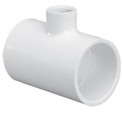 Reducing Tee, 6 x 6 x 2" Socket White PVC Schedule 40