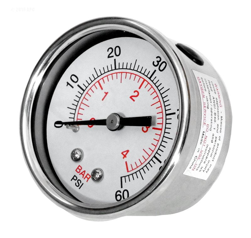 WaterWay Crystal Water Pressure Gauge, Back Mount. (830-4000SS)