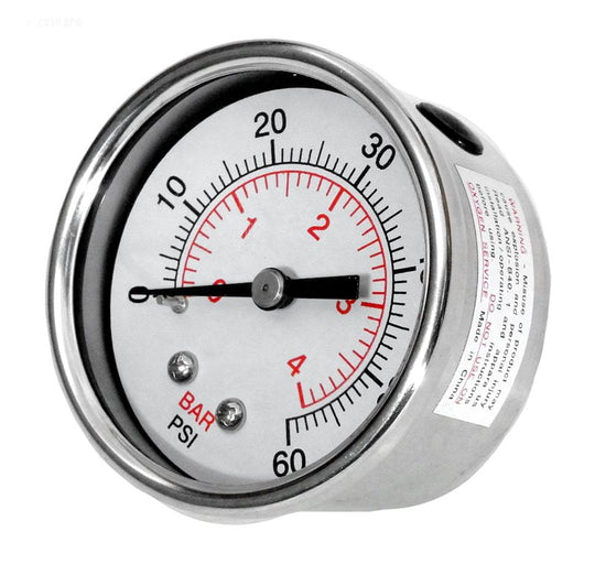 WaterWay Crystal Water Pressure Gauge, Back Mount. (830-4000SS)