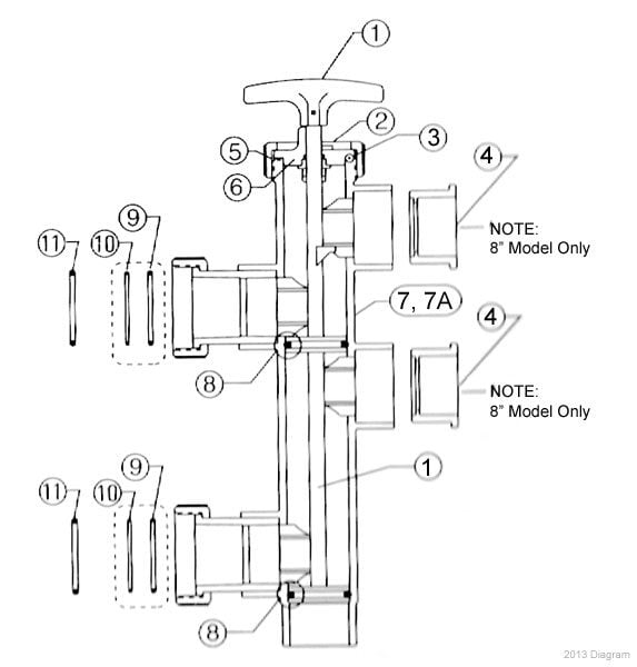 Pentair/American Push Pull SM Backwash Valve Parts Model 50290211