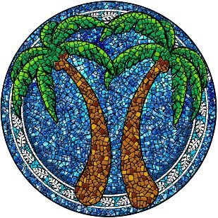 Palm Trees Pool Aqua-Art 46in. 1/8in. thick