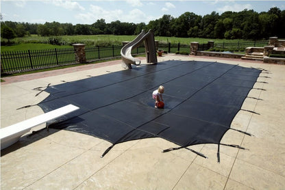 Arctic Armor Commercial Mesh Safety Cover, 14x28 Pool Size, 5x5 ft. Strap Grid, Black (WS9025)