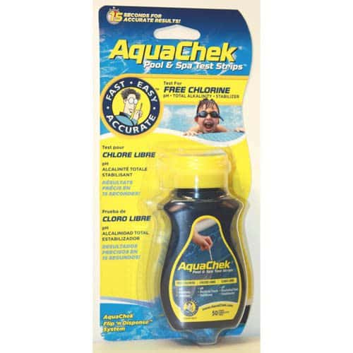 AquaChek Test Strips, Chlorine, pH, Alkalinity, Stabilizer, Bottle of 50 (511242A)