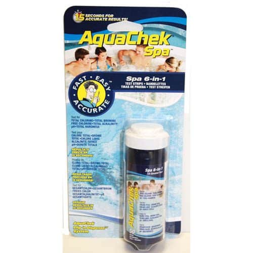 AquaChek 6 in 1 Spa Test Strips; Total Hardness, Total Chlorine, Total Bromine, Free Chlorine, pH, Alkalinity, Bottle of 50 (552244)