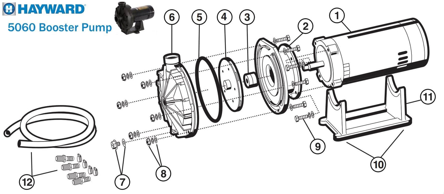 Hayward Poolsweep 5060 Booster Pump Parts (Before 2008)
