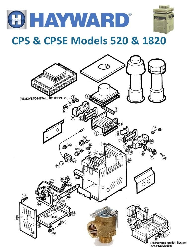Hayward CPS CPSE Models 520 1820 Heater Parts