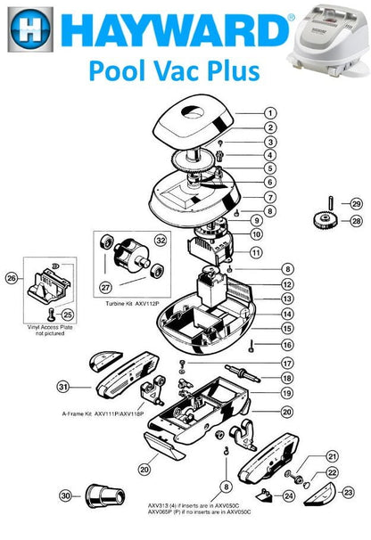 Hayward Pool Vac Plus Pool Cleaner Parts