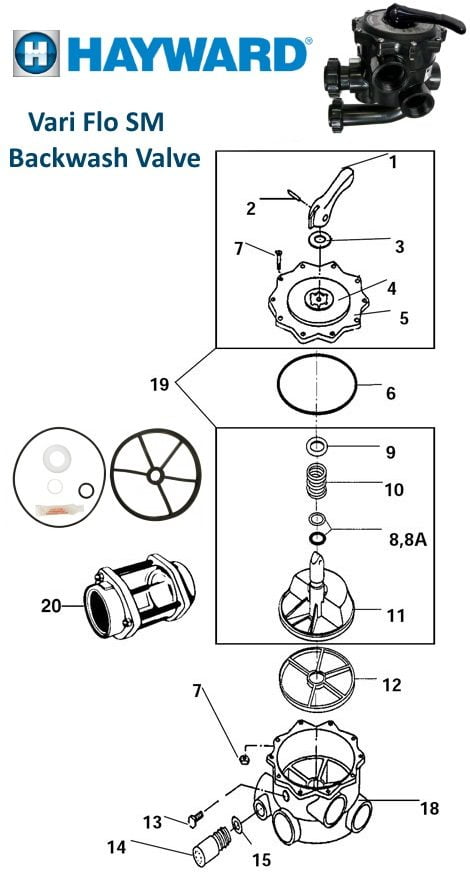 Hayward Vari-Flo SM Backwash Valve Parts