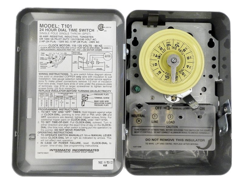 Intermatic Single Timeclock 110v Time Clock (SPST) Indoor (T101)
