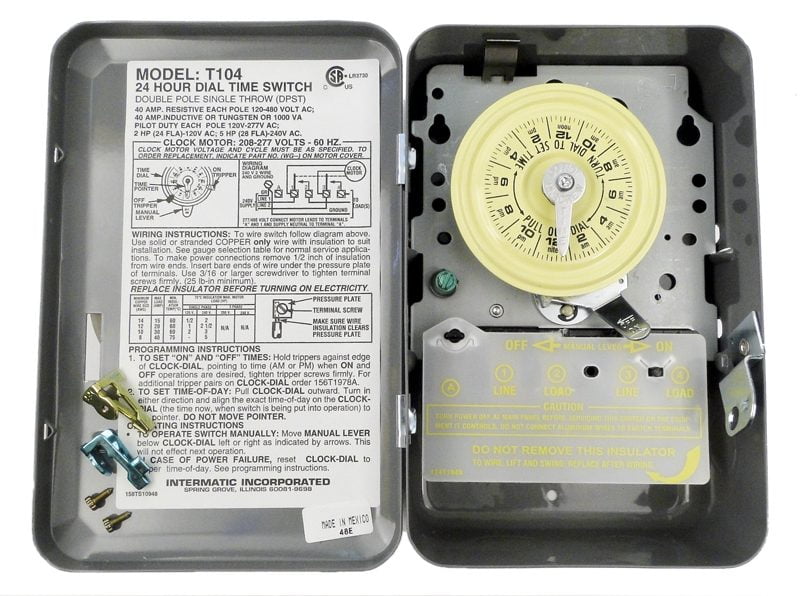 Intermatic Single Timeclock 240v, (DPST), Indoor (T104)