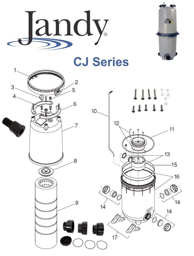 Jandy CJ Series Cartridge Filter Parts