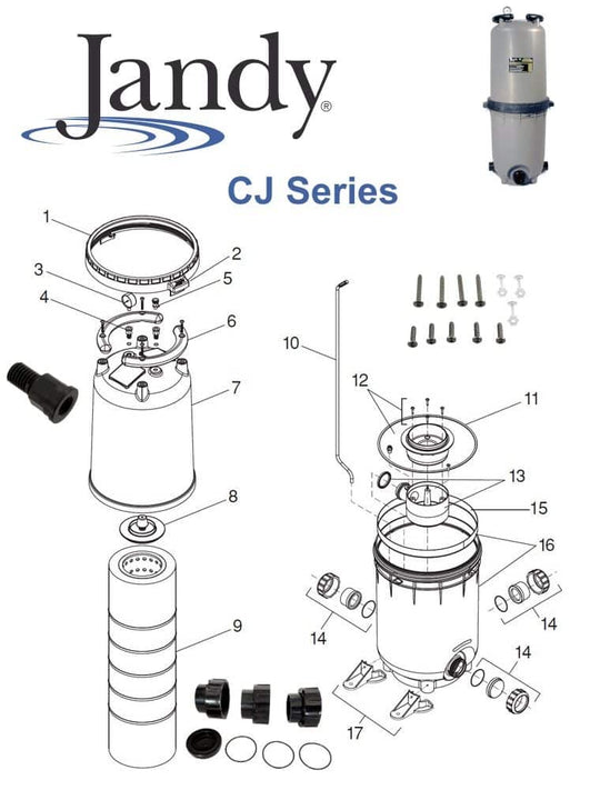 Jandy CJ Series Cartridge Filter Parts