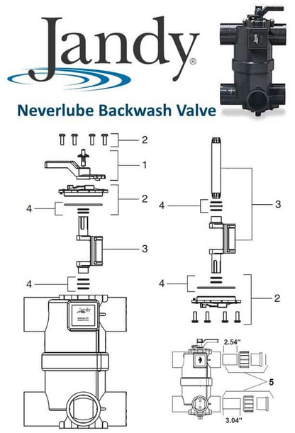 Jandy Never Lube Backwash Valve Parts