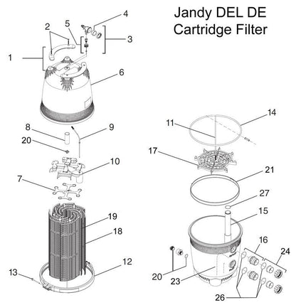 Jandy DEL Series DE Filter Parts