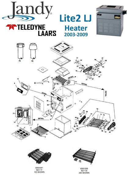 Jandy/Laars Lite2 LJ Heater Parts, 2003-2009 Models