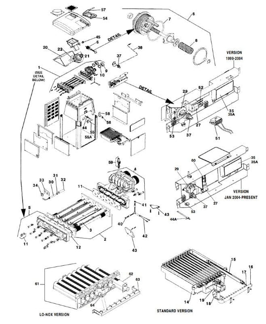 Jandy/Laars LX/LT Low NOx Heater Parts, 2003-2007 Models
