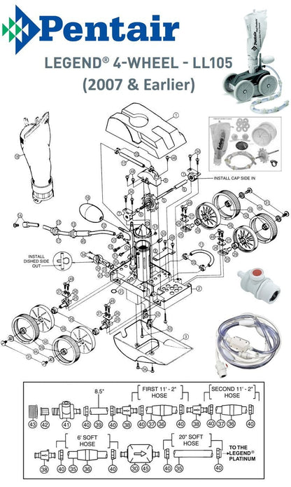 Pentair (Letro) Legend LL105 Pool Cleaner Parts 2007 and Earlier Models