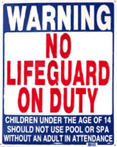 Warning No Lifeguard on Duty Sign (40323) use (PS245)