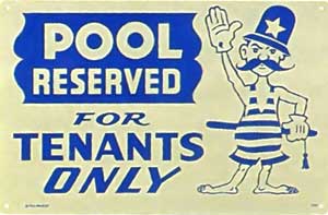Nassco Pool Reserved For Tenants Only Sign (SW9)