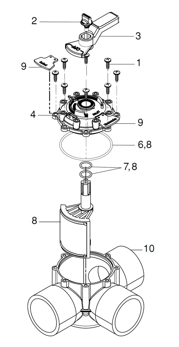 Jandy® NeverLube Diverter Valve Parts (2.5” x 3.0” Only) 4719, 4718