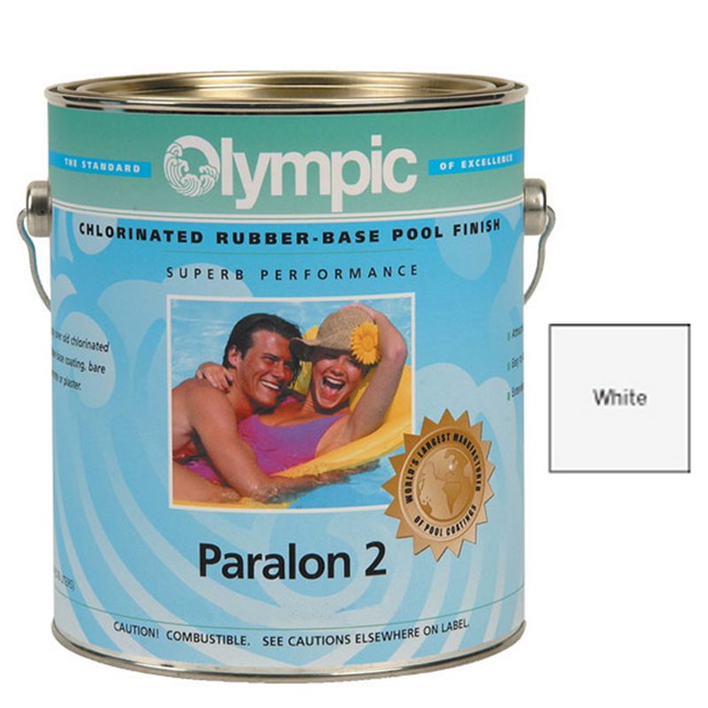 Kelley Olympic Paralon 2 Rubber Pool Paint, 1 Gallon, Enamel, White (PA290)