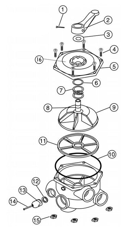 Pentair/American Side Mount Multiport 1.5 Backwash Valve Parts