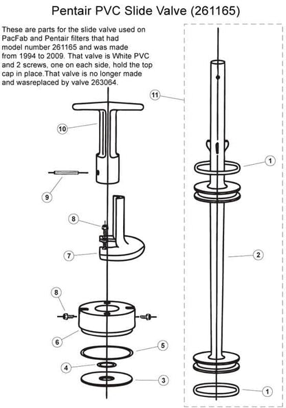Pentair 2.0 PVC Slide Backwash Valve Parts