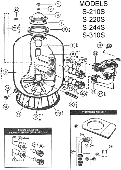 Hayward Pro Side Mount Sand Filter Parts (models S210/220/244/310)