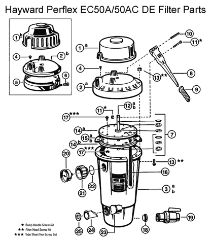 Hayward Perflex EC50A/50AC DE Filter Parts