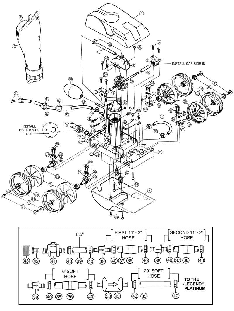 Pentair (Letro) Legend LL105 Pool Cleaner Parts 2007 and Earlier Models