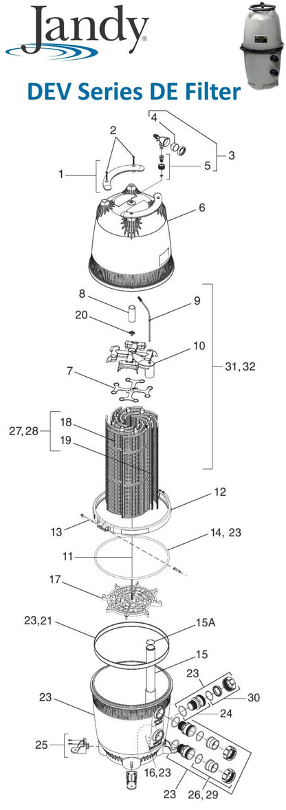 Jandy DEV Series Filter Parts