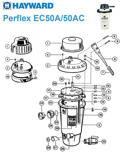Hayward Perflex EC50A/50AC DE Filter Parts