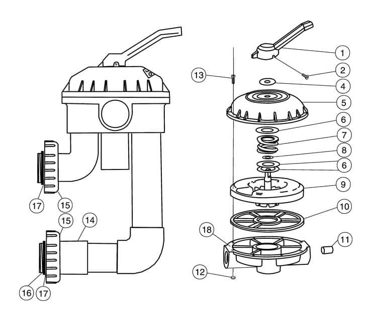 Pentair 2.0 High Flow Backwash Valve Parts